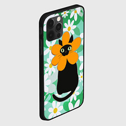 Чехол для iPhone 12 Pro Max Черный кот хиппи в костюме цветочка, цвет: 3D-черный — фото 2