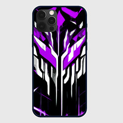 Чехол для iPhone 12 Pro Max Purple and white abstraction on a black background, цвет: 3D-черный