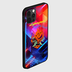 Чехол для iPhone 12 Pro Max Cyberpunk logo - neon geometry, цвет: 3D-черный — фото 2