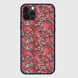 Чехол для iPhone 12 Pro Max Ацтеки и звери, цвет: 3D-черный