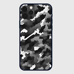 Чехол для iPhone 12 Pro Max Серый камуфляж внутренних войск, цвет: 3D-черный