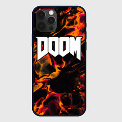 Чехол для iPhone 12 Pro Max Doom red lava, цвет: 3D-черный