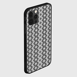 Чехол для iPhone 12 Pro Max Серый вертикальный узор зиг заг, цвет: 3D-черный — фото 2
