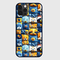 Чехол для iPhone 12 Pro Max Пэчворк с мордашками енотов, цвет: 3D-черный
