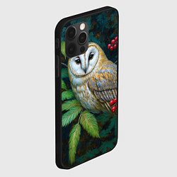 Чехол для iPhone 12 Pro Max Сипуха среди листьев и ягод, цвет: 3D-черный — фото 2