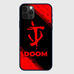 Чехол для iPhone 12 Pro Max Doom - red gradient, цвет: 3D-черный