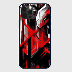 Чехол для iPhone 12 Pro Max Red and white abstraction on a black background, цвет: 3D-черный