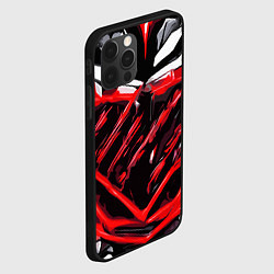 Чехол для iPhone 12 Pro Max Red and white abstraction on a black background, цвет: 3D-черный — фото 2