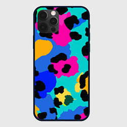 Чехол для iPhone 12 Pro Max Радужный неоновый леопард, цвет: 3D-черный