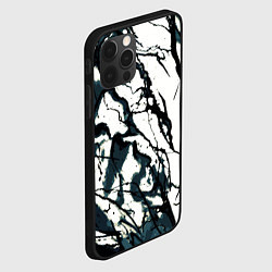 Чехол для iPhone 12 Pro Max Абстрактная текстура мрамор белый с тёмно-синим, цвет: 3D-черный — фото 2