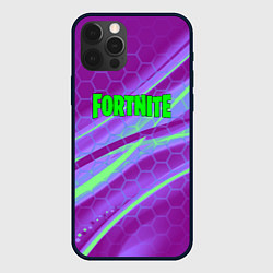 Чехол для iPhone 12 Pro Max Fortnite game neon hexagon, цвет: 3D-черный