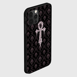 Чехол для iPhone 12 Pro Max Крест - узор с черепами, цвет: 3D-черный — фото 2