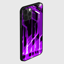 Чехол для iPhone 12 Pro Max Abstract purple stripes on a black background, цвет: 3D-черный — фото 2