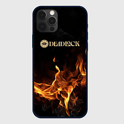 Чехол для iPhone 12 Pro Max Deadlock logo на фоне огня, цвет: 3D-черный
