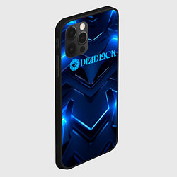 Чехол для iPhone 12 Pro Max Deadlock logo и синий неон, цвет: 3D-черный — фото 2