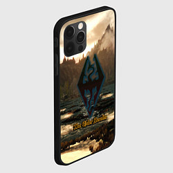 Чехол для iPhone 12 Pro Max Skyrim logo природа, цвет: 3D-черный — фото 2