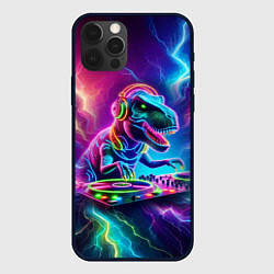 Чехол для iPhone 12 Pro Max Tyrannosaur DJ - neon glow, цвет: 3D-черный