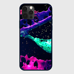 Чехол для iPhone 12 Pro Max Неоновые краски розлив, цвет: 3D-черный