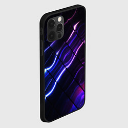Чехол для iPhone 12 Pro Max Неоновые линии разводы, цвет: 3D-черный — фото 2