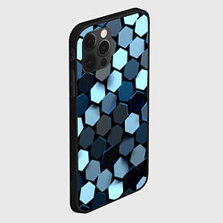 Чехол для iPhone 12 Pro Max Голубые соты с бликом, цвет: 3D-черный — фото 2