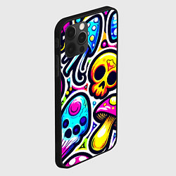 Чехол для iPhone 12 Pro Max Композиция из черепов и грибов - нейроарт, цвет: 3D-черный — фото 2