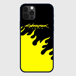 Чехол для iPhone 12 Pro Max Cyberpunk 2077 желтый fire, цвет: 3D-черный