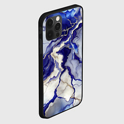 Чехол для iPhone 12 Pro Max Белый и синий мрамор текстура, цвет: 3D-черный — фото 2