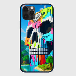 Чехол для iPhone 12 Pro Max Minecraft skull - ai art fantasy, цвет: 3D-черный