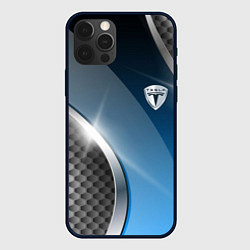 Чехол для iPhone 12 Pro Max Tesla carbon steel, цвет: 3D-черный