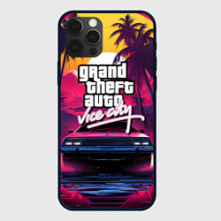 Чехол для iPhone 12 Pro Max Grand Theft Auto VI - автомобиль на закате, цвет: 3D-черный