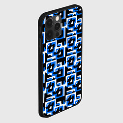 Чехол для iPhone 12 Pro Max Бело-синие фигуры на чёрном фоне, цвет: 3D-черный — фото 2