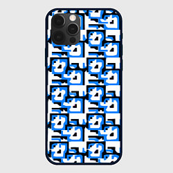 Чехол для iPhone 12 Pro Max Чёрно-синие фигуры на белом фоне, цвет: 3D-черный
