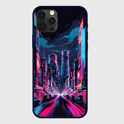 Чехол для iPhone 12 Pro Max Неоновый мегаполис, цвет: 3D-черный