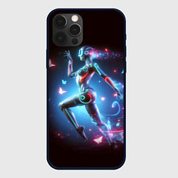 Чехол для iPhone 12 Pro Max Cyber girl and butterflies - neon glow fantasy, цвет: 3D-черный