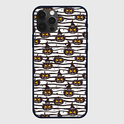 Чехол для iPhone 12 Pro Max Halloween - тыквы, светящиеся глаза, цвет: 3D-черный