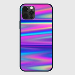 Чехол для iPhone 12 Pro Max Неоновые полосы градиент, цвет: 3D-черный