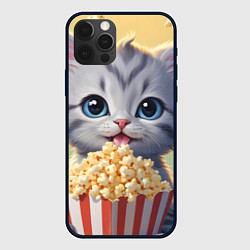 Чехол для iPhone 12 Pro Max Поп-корн и котенок, цвет: 3D-черный
