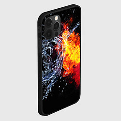 Чехол для iPhone 12 Pro Max Столкновения огня и воды, цвет: 3D-черный — фото 2