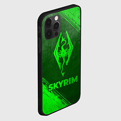 Чехол для iPhone 12 Pro Max Skyrim - green gradient, цвет: 3D-черный — фото 2