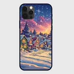 Чехол для iPhone 12 Pro Max Снегопад в ночном городе, цвет: 3D-черный