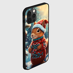 Чехол для iPhone 12 Pro Max Новогодняя белочка в лесу, цвет: 3D-черный — фото 2