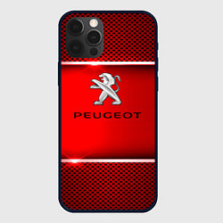 Чехол для iPhone 12 Pro Max Peugeot metal steel, цвет: 3D-черный