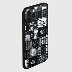 Чехол для iPhone 12 Pro Max Символы Апачи на пэчворк дениме, цвет: 3D-черный — фото 2