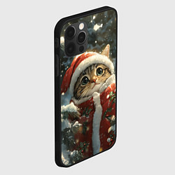 Чехол для iPhone 12 Pro Max Новогодний котик в зимнем лесу, цвет: 3D-черный — фото 2