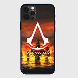 Чехол для iPhone 12 Pro Max Assassins Creed корабли, цвет: 3D-черный