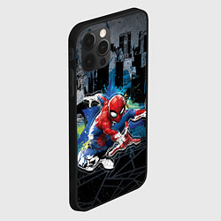 Чехол для iPhone 12 Pro Max Spider-man over the city, цвет: 3D-черный — фото 2