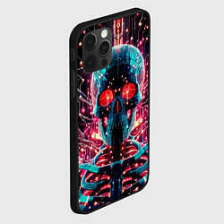 Чехол для iPhone 12 Pro Max Neon cyber skull - ai art fantasy, цвет: 3D-черный — фото 2