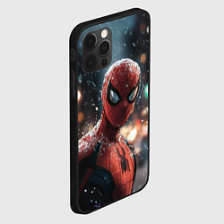 Чехол для iPhone 12 Pro Max Spider man на фоне снегопада, цвет: 3D-черный — фото 2