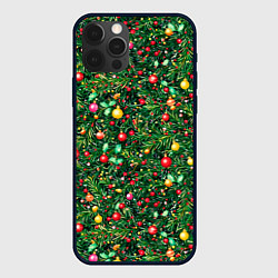 Чехол для iPhone 12 Pro Max Разноцветные шары на ёлке, цвет: 3D-черный