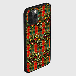Чехол для iPhone 12 Pro Max Остролистный падуб на шотландской ткани, цвет: 3D-черный — фото 2